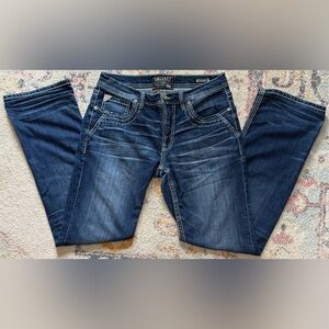 Salvage Men’s 33x34 Mayhem Boot Reg Fit Jeans Buckle Dark Blue Wash